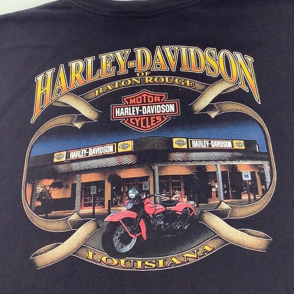 Harley Davidson Logo on fire Louisiana SS t shirt size 2X - Picture 9 of 12
